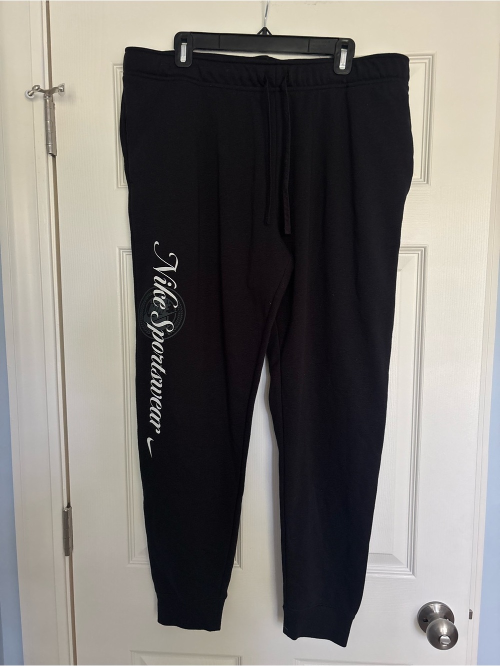 Nike Black Jogger Sweatpants with White Script Logo